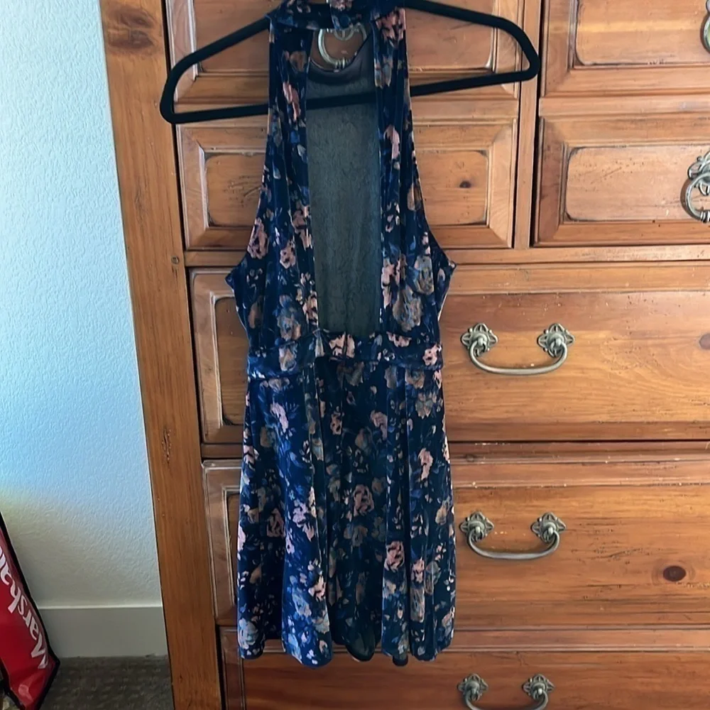 Free People Women’s Blue And Brown Velvety Dress Size Small NWOT - Picture 4 of 9